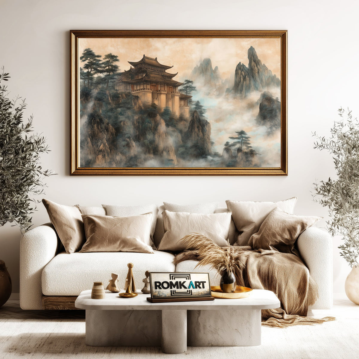 Chinese Castle on Mountain Asian Art Oil Painting - image 5