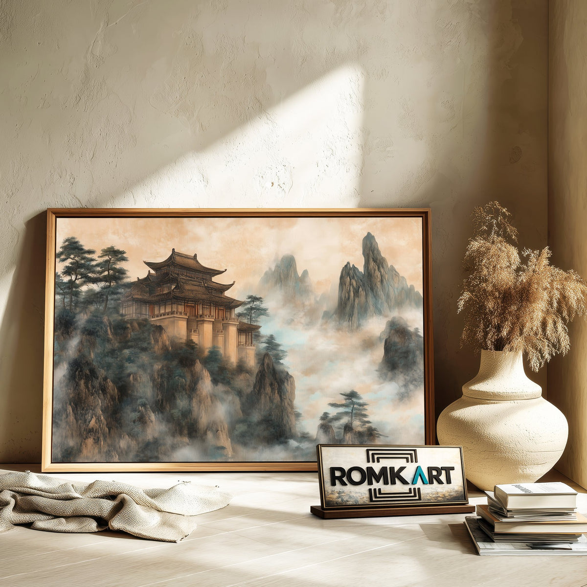 Chinese Castle on Mountain Asian Art Oil Painting - image 6