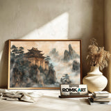 Chinese Castle on Mountain Asian Art Oil Painting - image 6