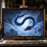 Chinese Dragon in Full Moon hand-painted oil painting on canvas