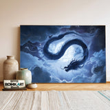 Chinese Dragon in Full Moon Fantasy Oil Painting - image 3