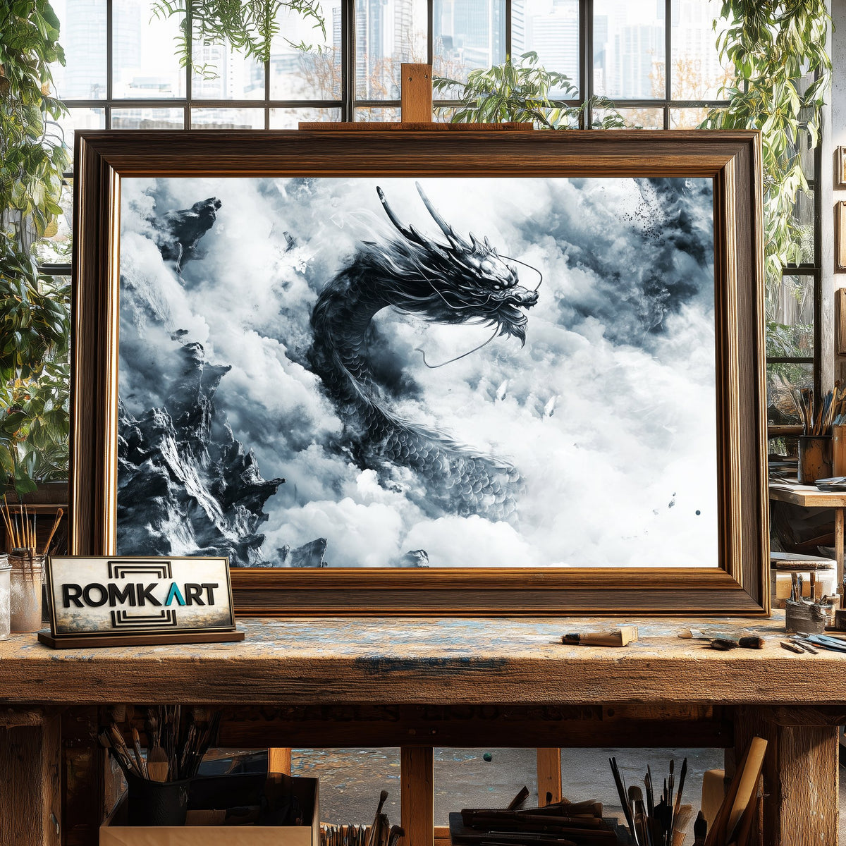 Chinese Dragon Fantasy Oil Painting - image 2