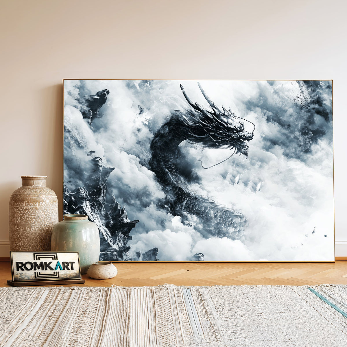 Chinese Dragon Fantasy Oil Painting - image 3