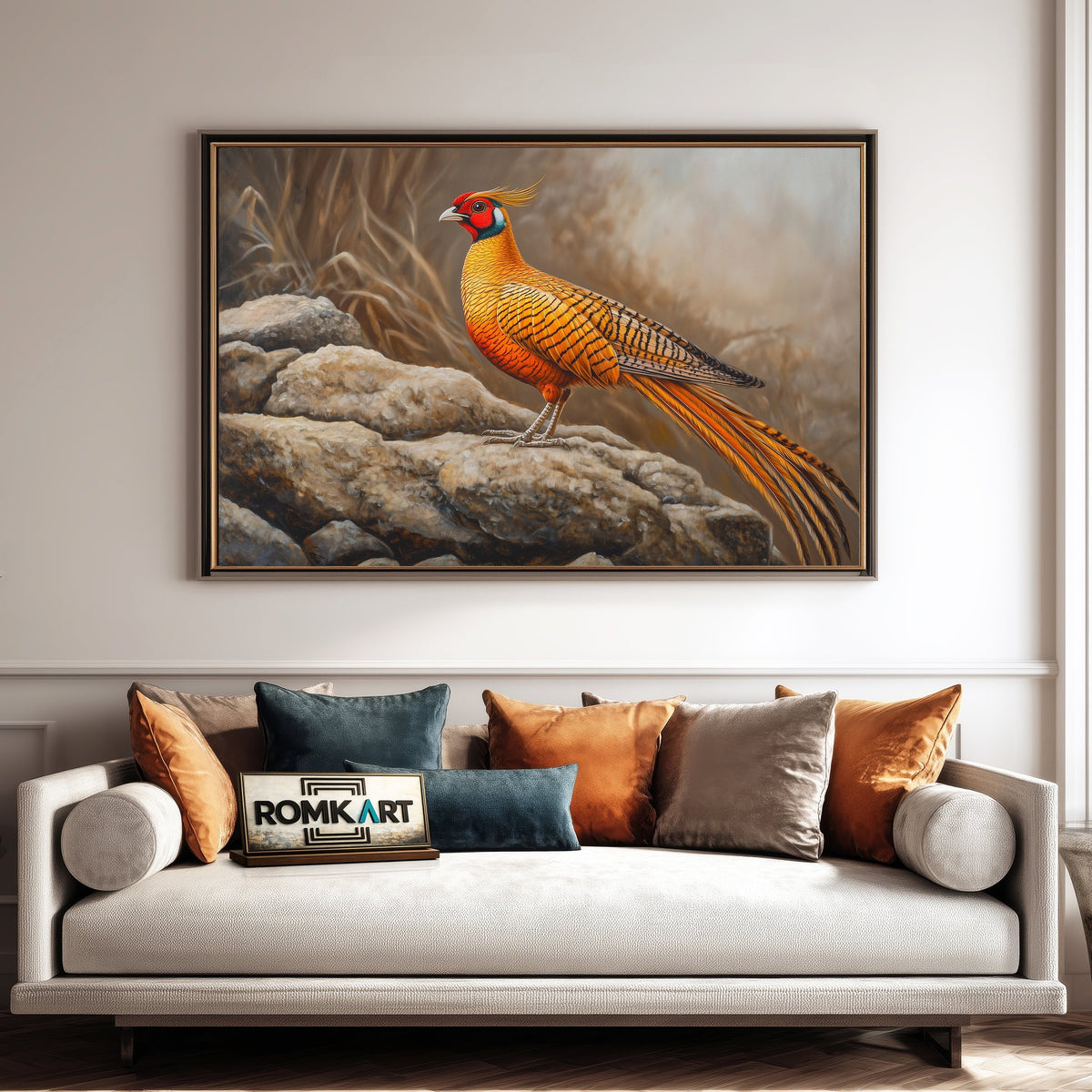 Chinese Golden Pheasant Asian Art Oil Painting - image 4