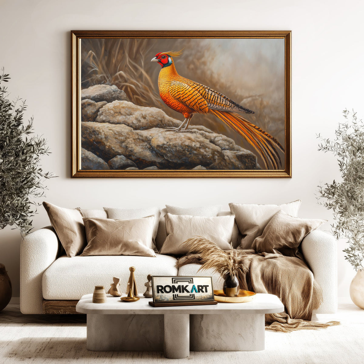 Chinese Golden Pheasant Asian Art Oil Painting - image 5