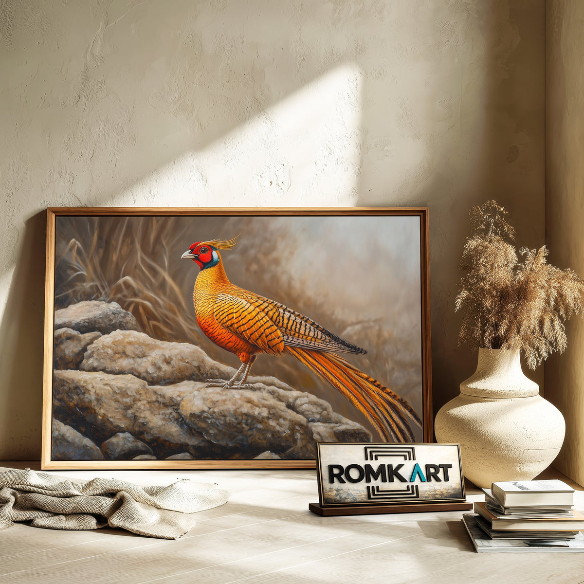 Chinese Golden Pheasant Asian Art Oil Painting - image 6