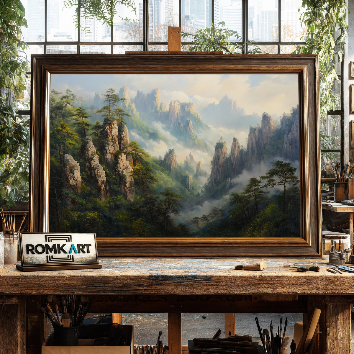 Chinese Mountain Asian Art Oil Painting - image 2