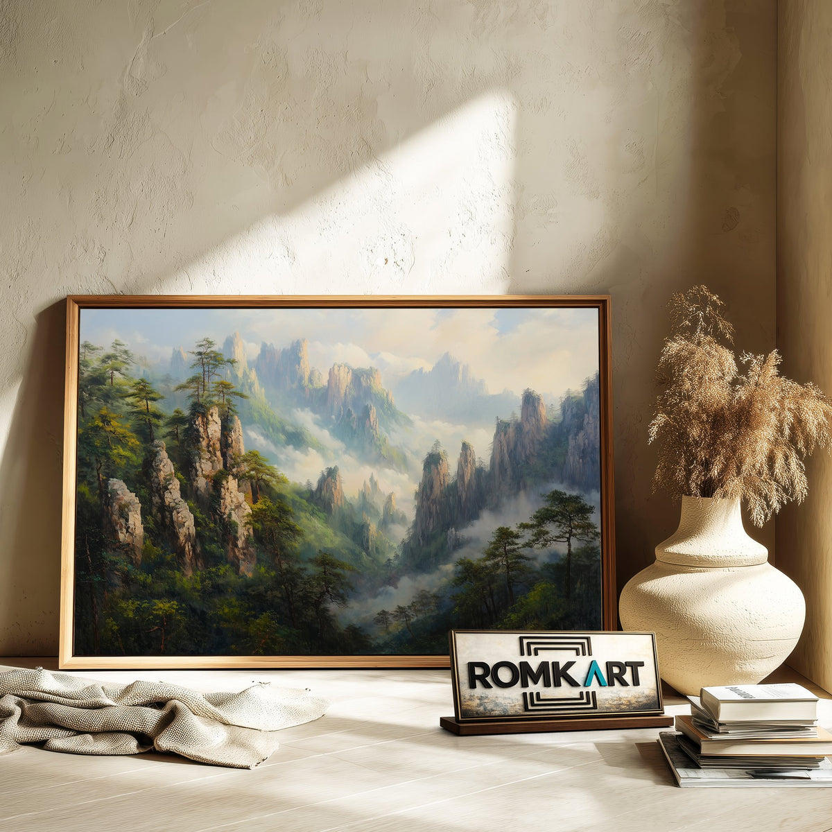 Chinese Mountain Asian Art Oil Painting - image 6