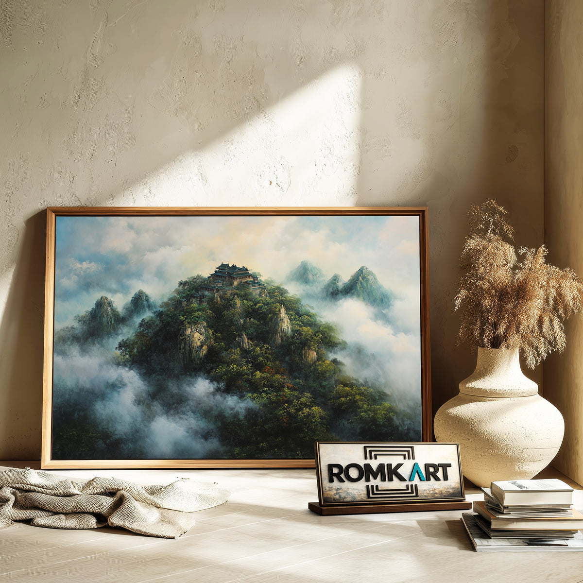 Chinese Palace on Mountain Asian Art Oil Painting - image 6