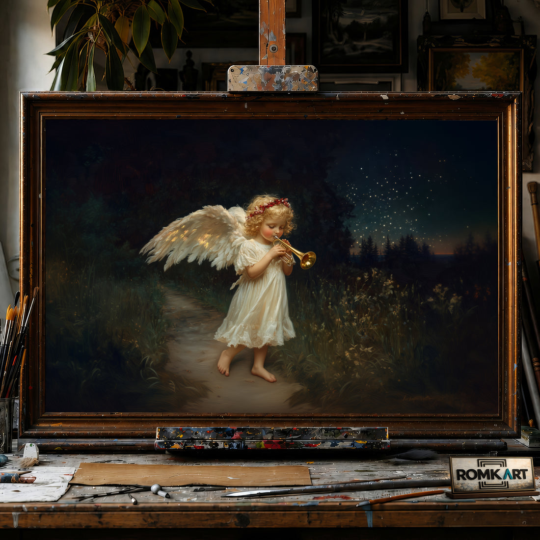 Christmas Angel hand-painted oil painting on canvas