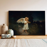 Christmas Angel Religious Oil Painting - image 3