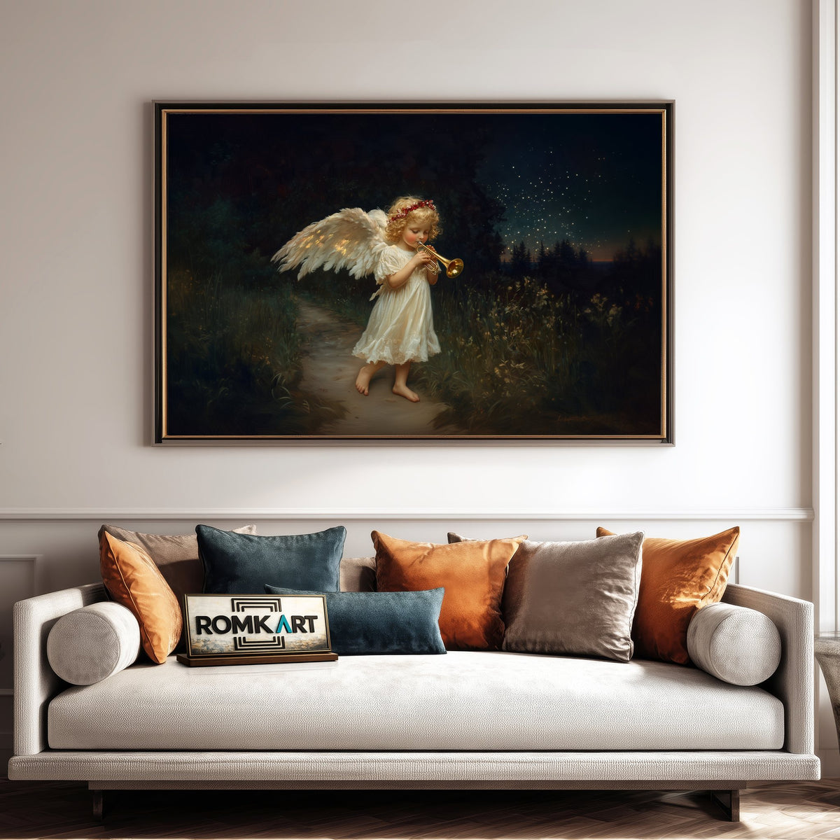 Christmas Angel Religious Oil Painting - image 4