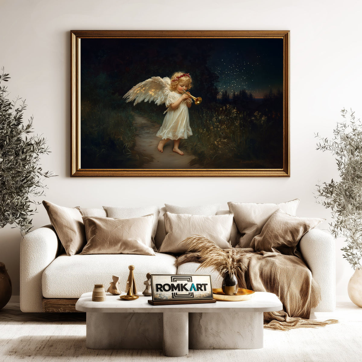Christmas Angel Religious Oil Painting - image 5