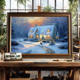 Christmas Winter Night Countryside Oil Painting - image 2