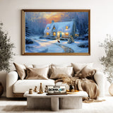 Christmas Winter Night Countryside Oil Painting - image 5
