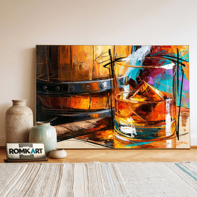 Cigar and Whiskey Still Life Oil Painting - image 3