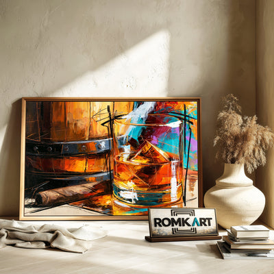 Cigar and Whiskey Still Life Oil Painting - image 6
