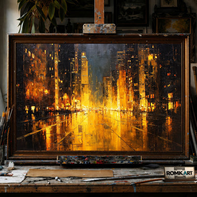 Cityscape Impressionist Style - Hand-Painted Oil Painting - View 1
