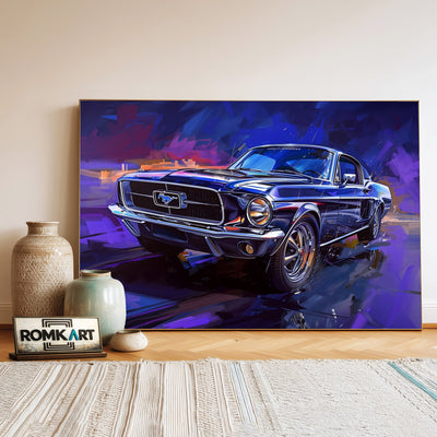 Classic Ford Mustang Fighter Aircraft Oil Painting - image 3