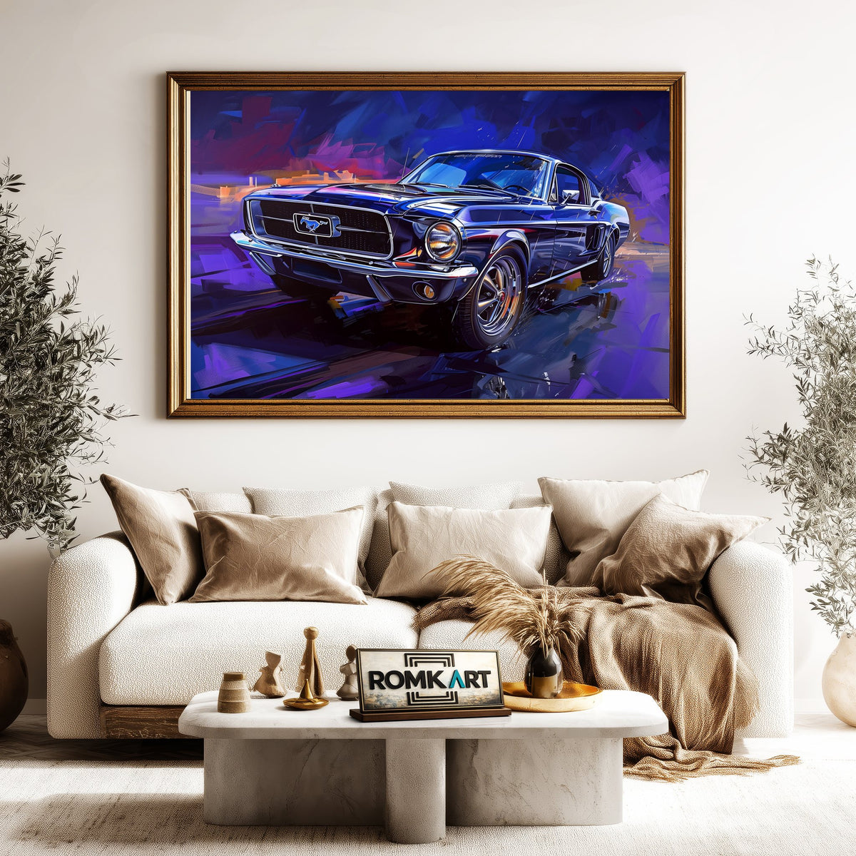 Classic Ford Mustang Fighter Aircraft Oil Painting - image 5
