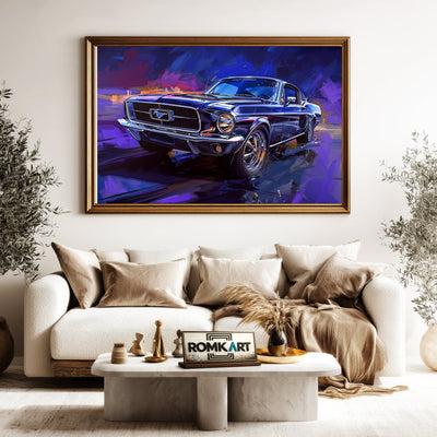 Classic Ford Mustang Fighter Aircraft Oil Painting - image 5