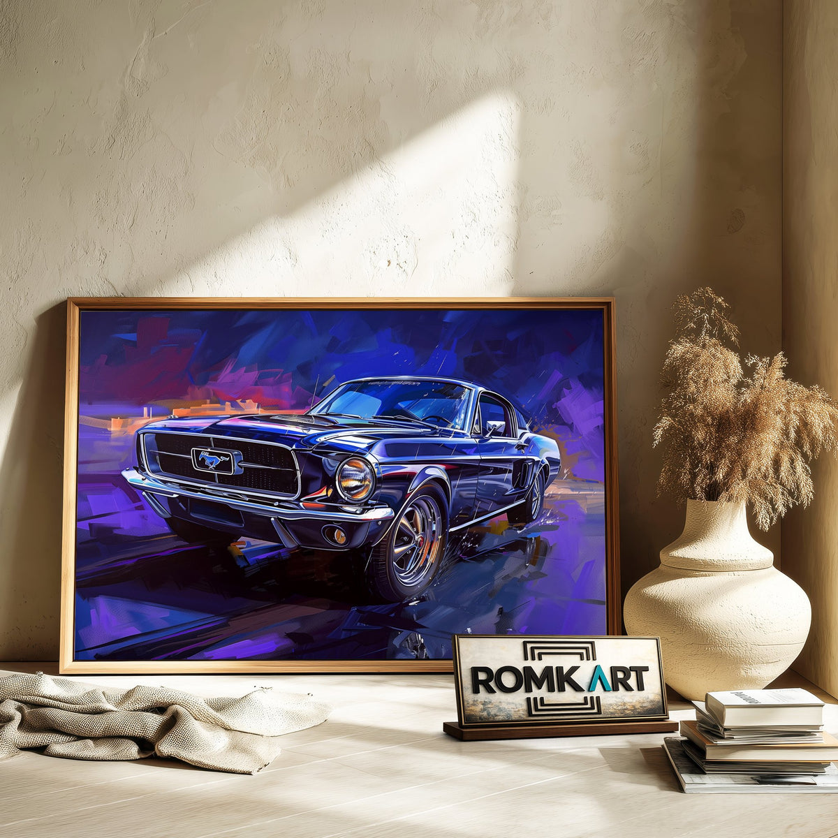Classic Ford Mustang Fighter Aircraft Oil Painting - image 6