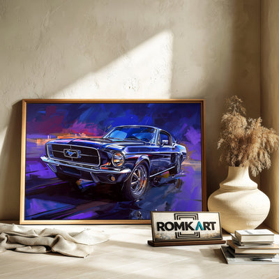 Classic Ford Mustang Fighter Aircraft Oil Painting - image 6