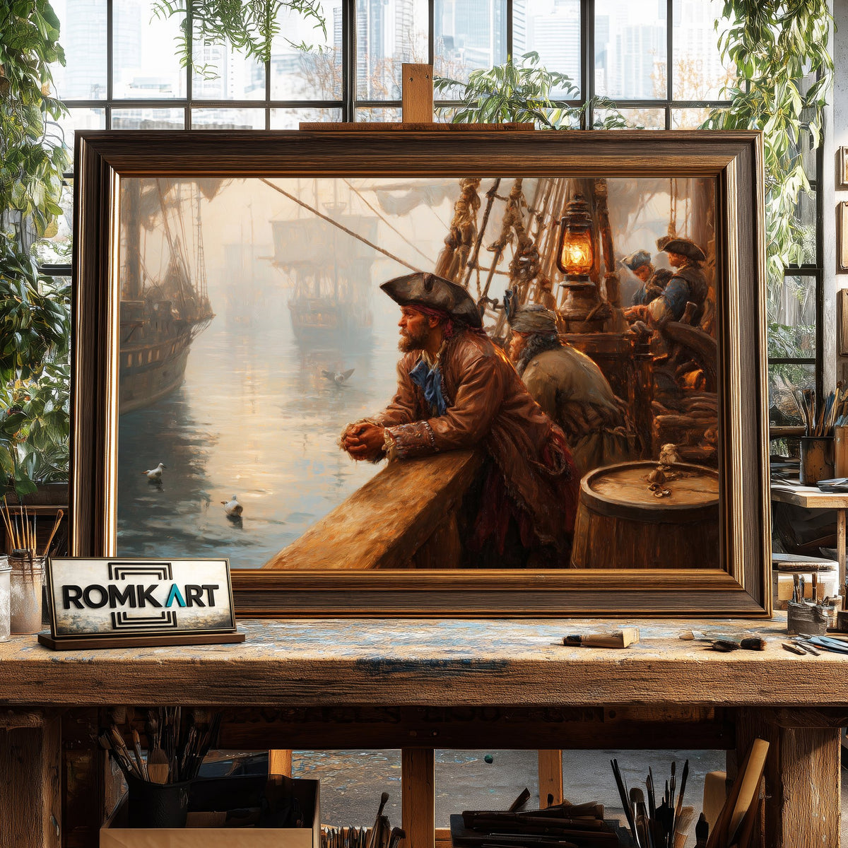 Classic Pirate Ship Oil Painting - image 2