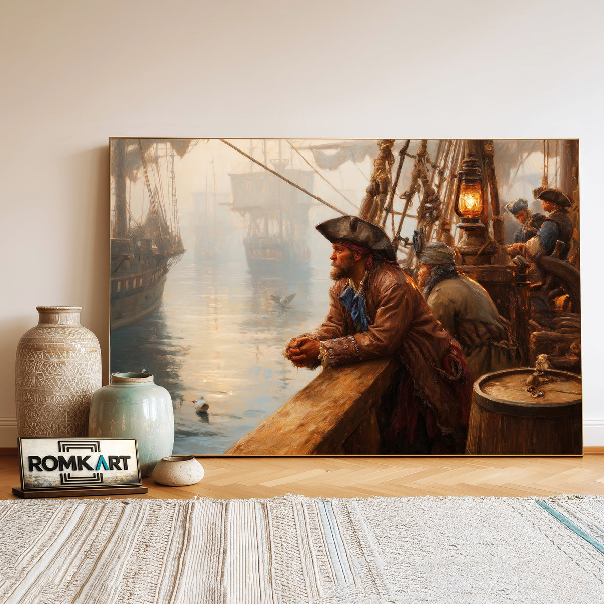 Classic Pirate Ship Oil Painting - image 3