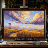 Classic Windmill Landscape hand-painted oil painting on canvas