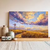 Classic Windmill Landscape Oil Painting - image 3
