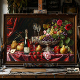 Classic Wine and Fruit hand-painted oil painting on canvas