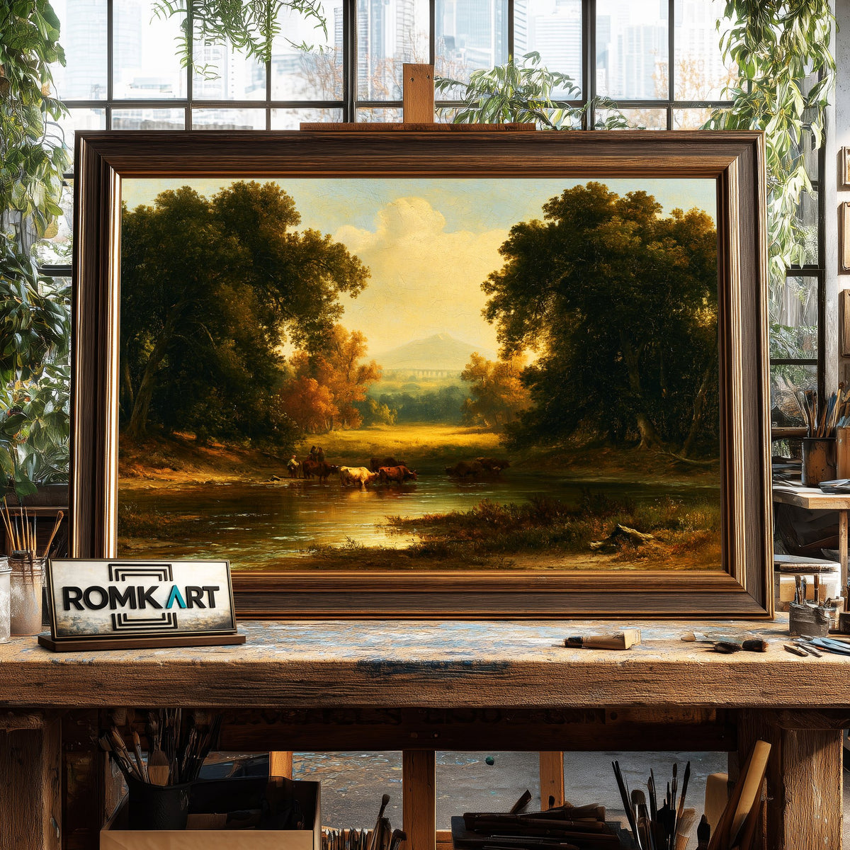 Classical European Pastoral Landscape Oil Painting - image 2