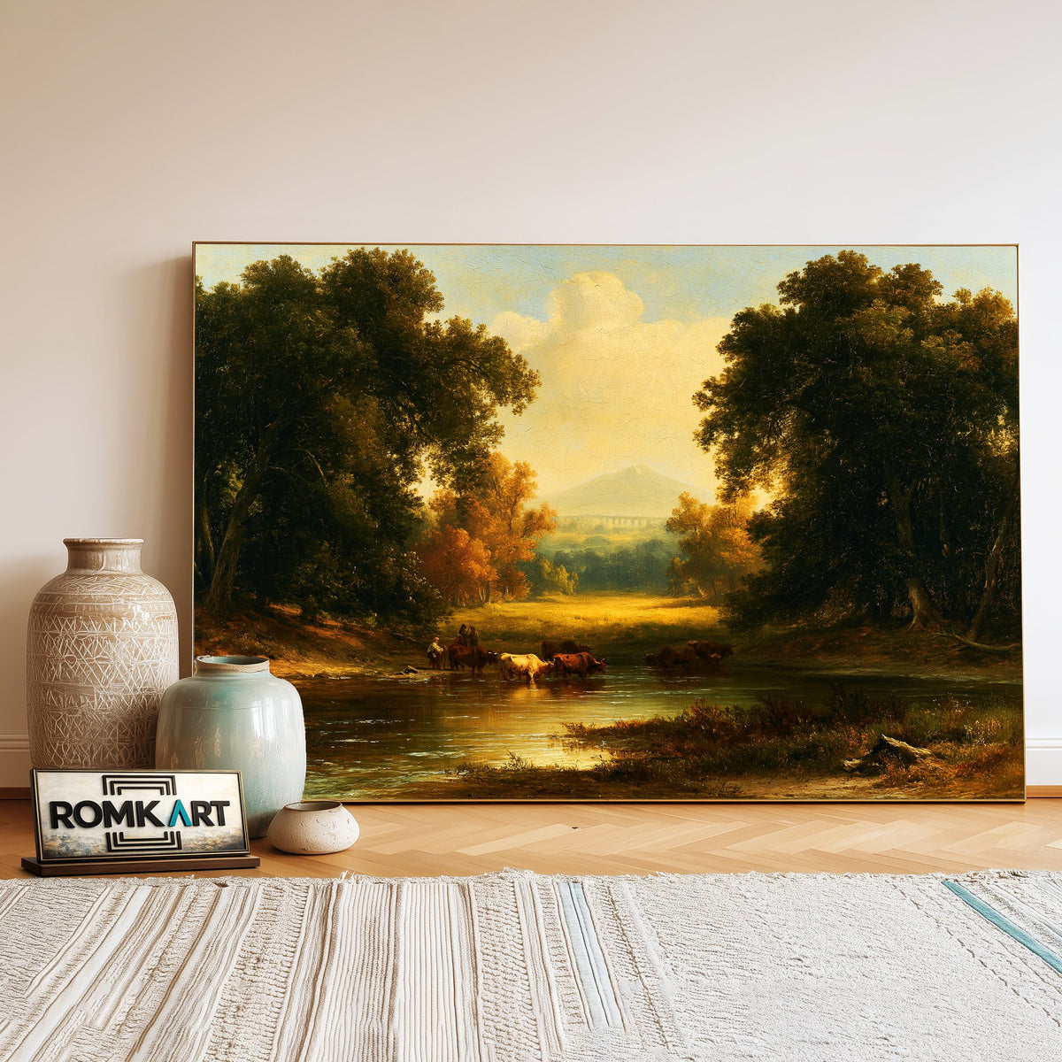 Classical European Pastoral Landscape Oil Painting - image 3