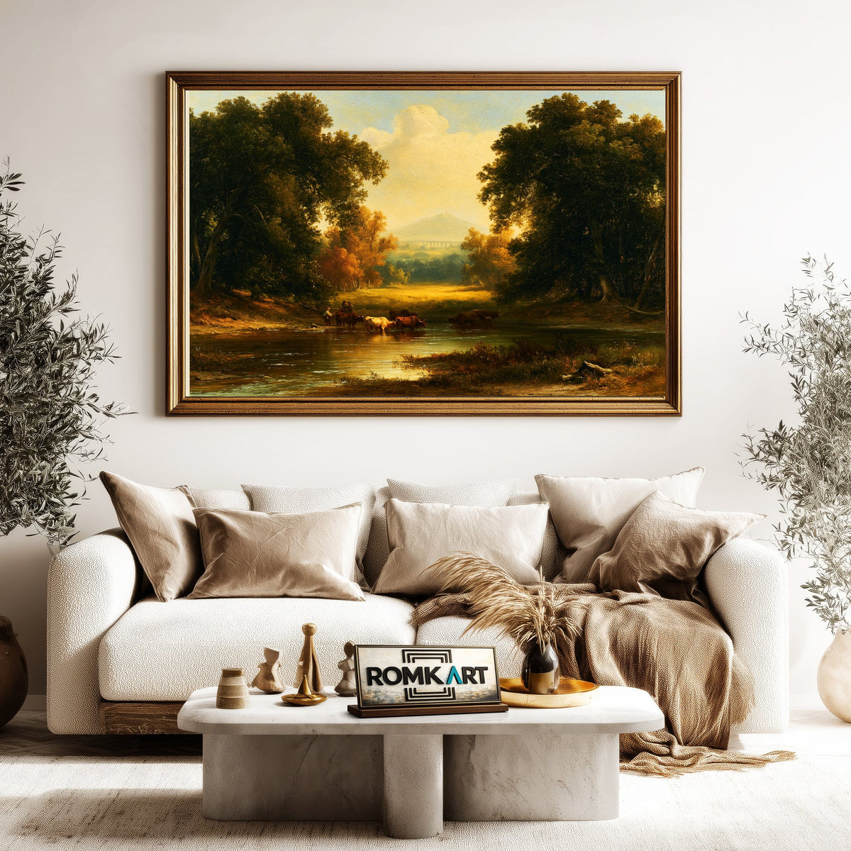 Classical European Pastoral Landscape Oil Painting - image 5