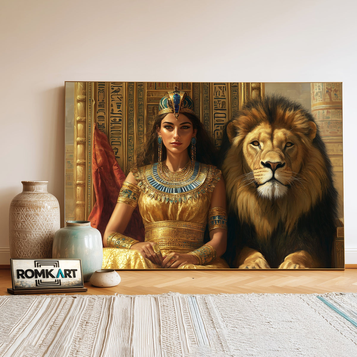 Cleopatra and Lion Historical Oil Painting - image 3