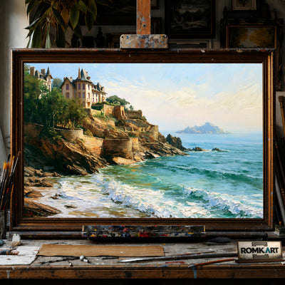 Coastal Dinard, Bretagne hand-painted oil painting on canvas