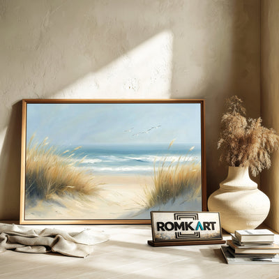 Coastal Grasses Beach Seascape Oil Painting - image 6
