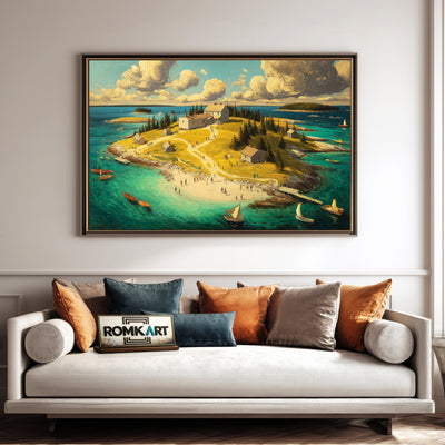 Coastal Island Seascape Oil Painting - image 4