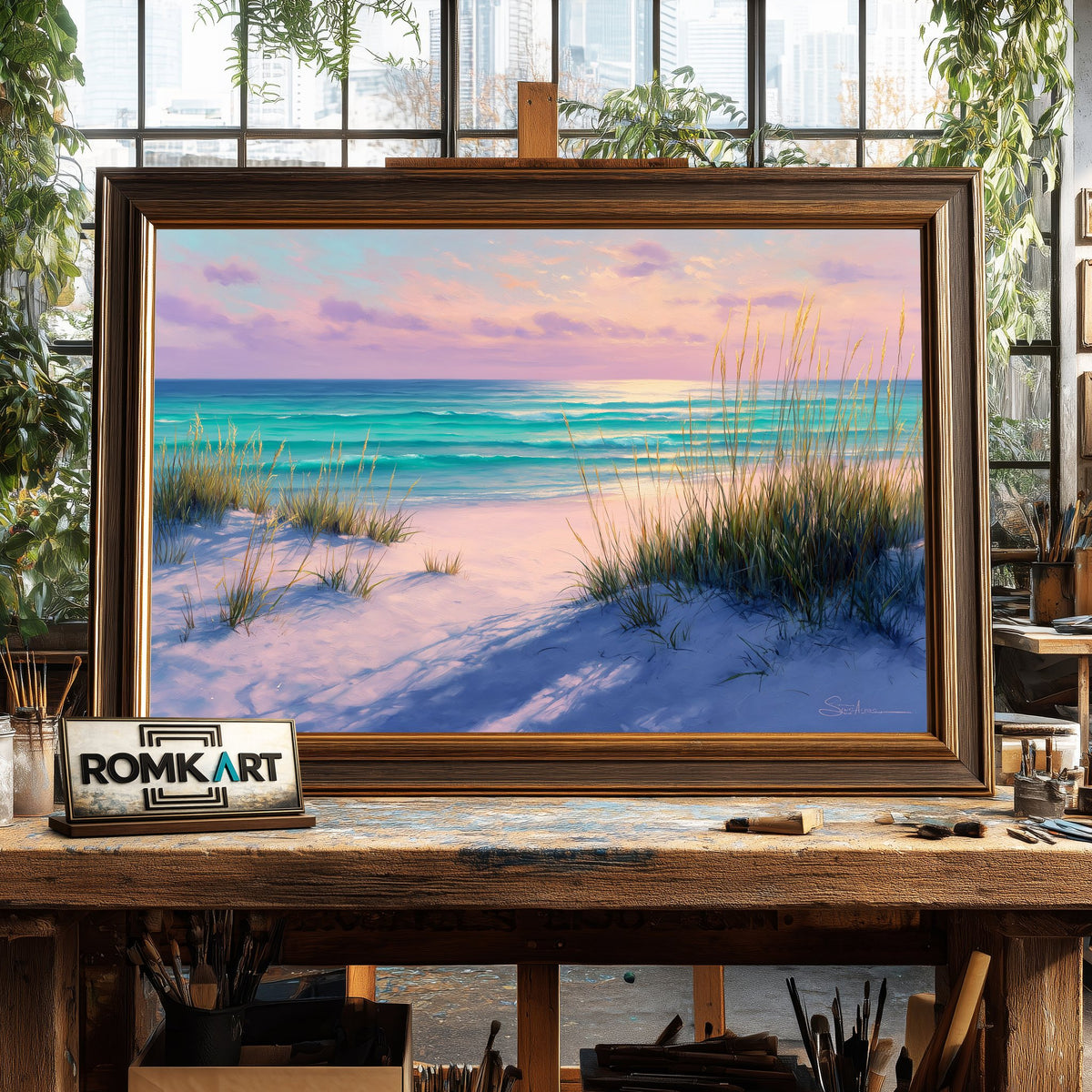 Coastal Landscape at Sunset Seascape Oil Painting - image 2