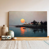 Coastal Lighthouse Oil Painting - image 3