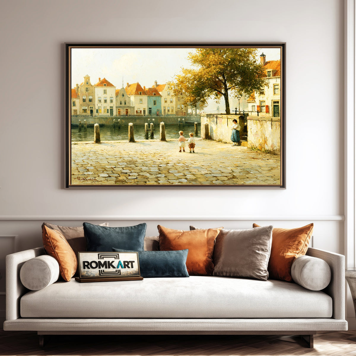 Cobblestone Amsterdam Canal Oil Painting - image 4