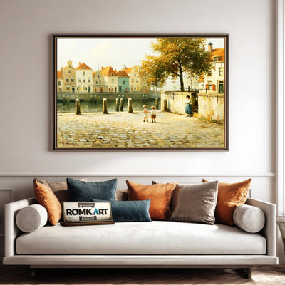 Cobblestone Amsterdam Canal Oil Painting - image 4