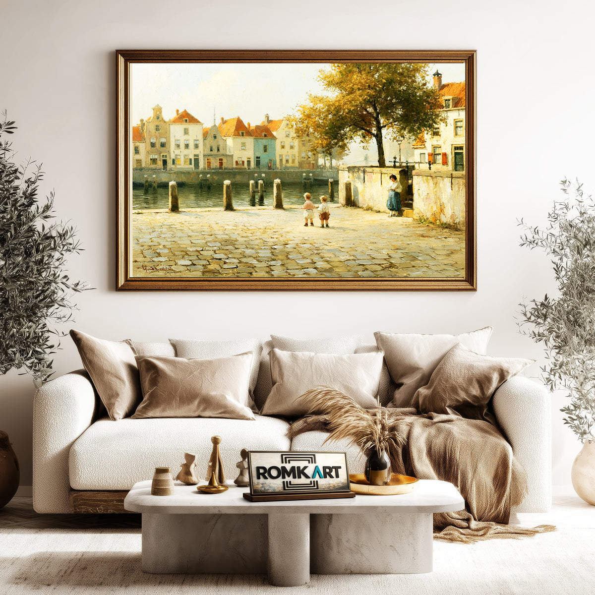 Cobblestone Amsterdam Canal Oil Painting - image 5