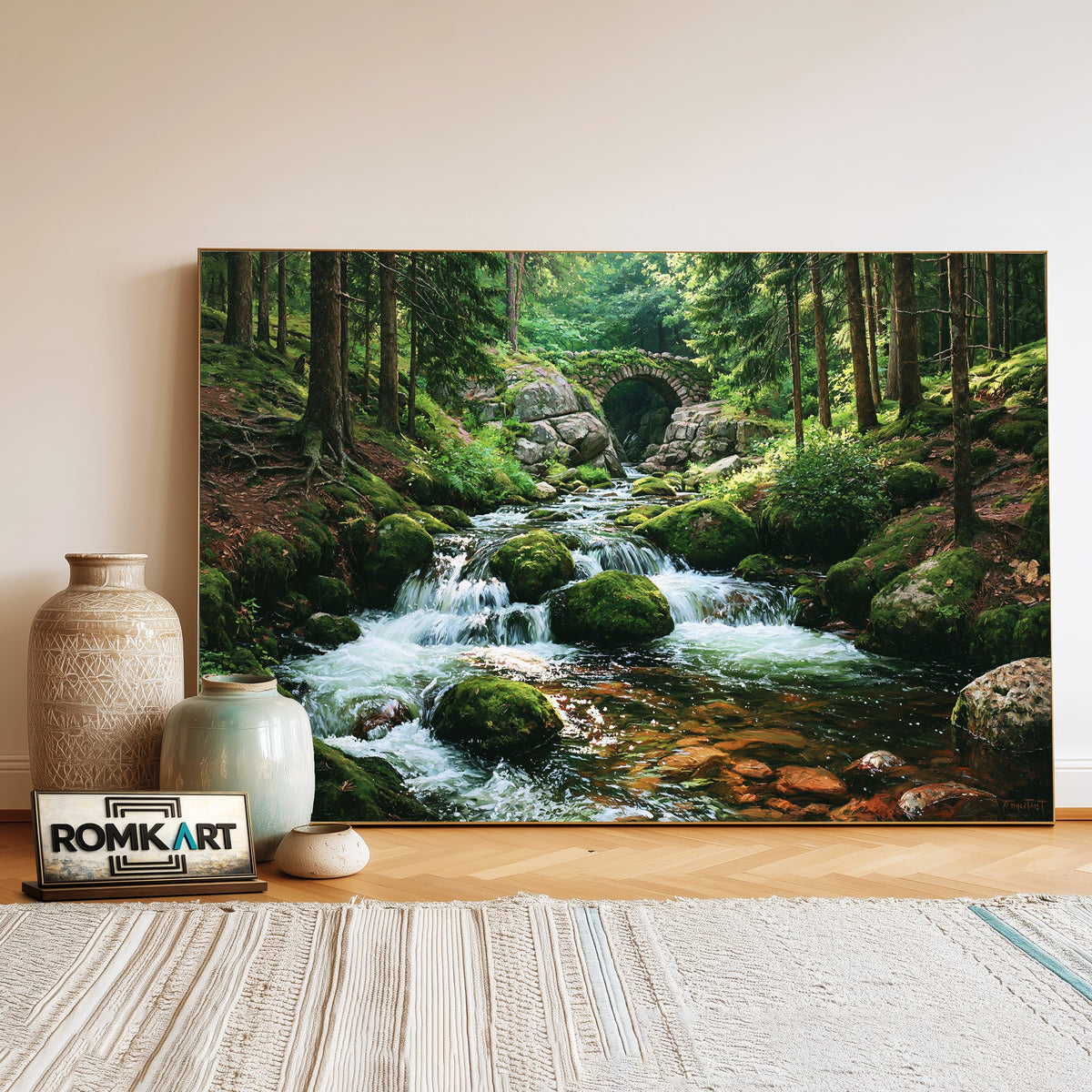 Cobblestone Bridge, Acadia National Park Landscape Oil Painting - image 3