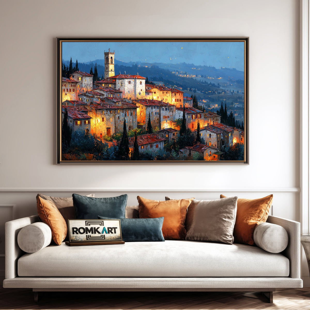 Colle di Val d’Elsa in Tuscany at Night Countryside Oil Painting - image 4