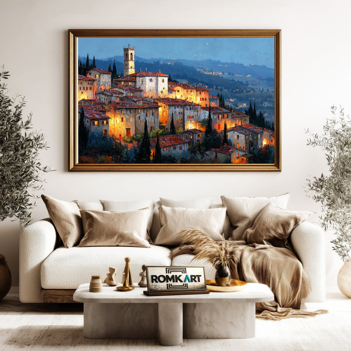 Colle di Val d’Elsa in Tuscany at Night Countryside Oil Painting - image 5
