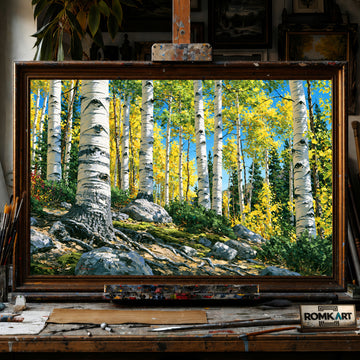 Colorado Aspen Grove hand-painted oil painting on canvas