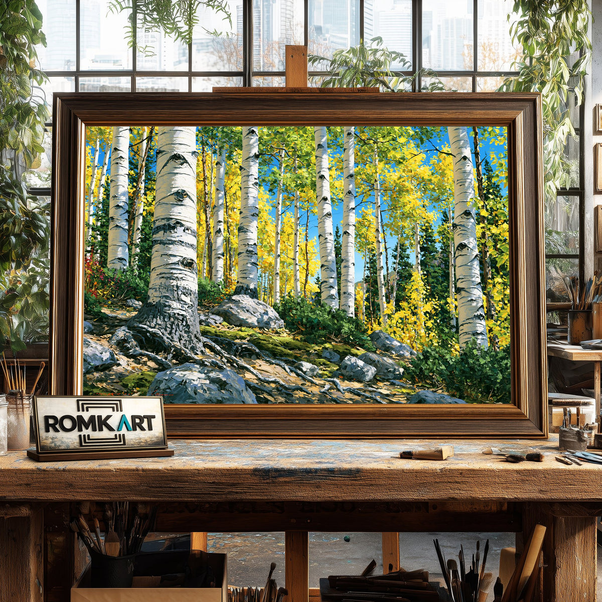 Colorado Aspen Grove Forest Landscape Oil Painting - image 2