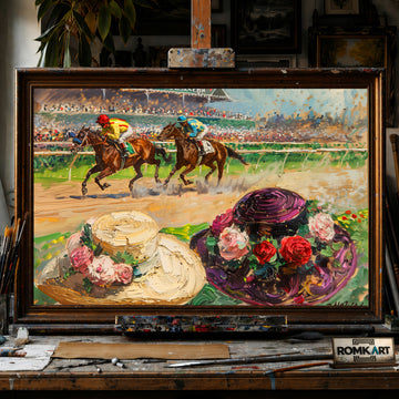 Colorful Horse Racing hand-painted oil painting on canvas